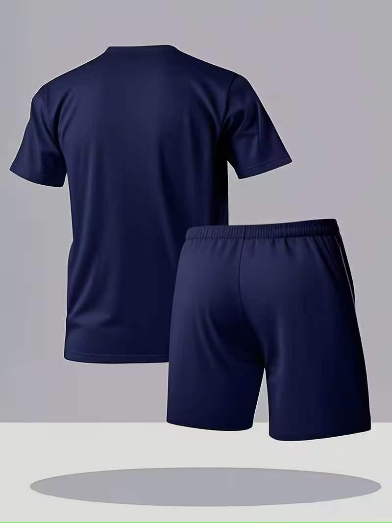 Conjunto deportivo de 2 piezas para hombre, camiseta de manga corta y pantalones cortos, conjunto de verano atlético para correr y entrenar — view 7