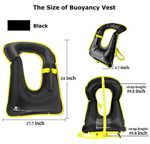 FORWEWAY Inflatable Snorkel Vest for Adults - Kayak Swimming Buoyancy Vest for Water Sports - Beginner Adults-Only (Black) - Image 2