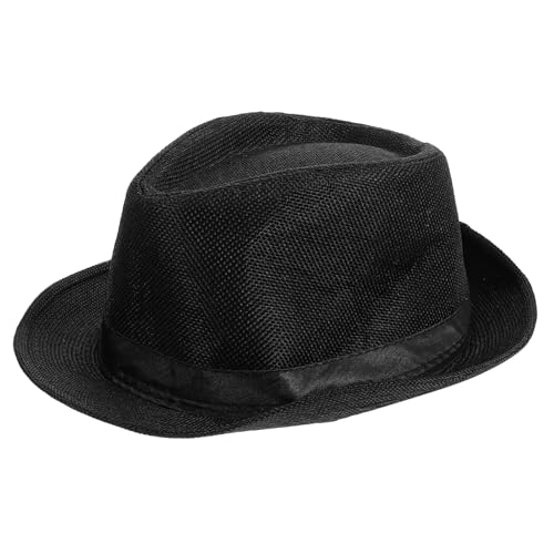 NOLITOY Fedora Hat Elegant Black Dance Performance Hat for Unisex Head Girth Lightweight for Parties and Dress Up
