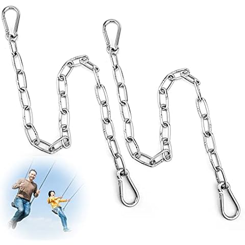 FANKUTOYS Hanging Chair Chain Set of 2 Stainless Steel Heavy Duty Hanging Kits with 4 Carabiners Hammock Chair Hardware for Indoor Outdoor Playground Hanging Chair Hammock Chair Punching Bags - 23.62" Cover