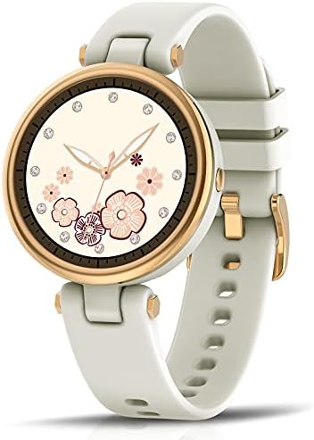 Smart Watches for Women, Smart Watch for Android Phones and iPhone Compatible, 1.09" Touch Screen Round Smartwatch IP67 Waterproof Fitness Tracker with Heart Rate/Sleep Monitor (Creamy White)