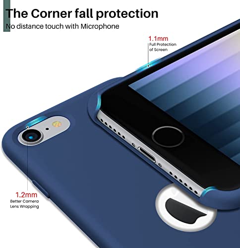 Image of VONZEE Liquid Silicone Soft Back Cover for iPhone 7 Case, Shockproof Slim Camera & Full Body Protection Non Yellowing Cover with Microfiber Lining & Logo Cut (4.7 Inch) -Blue