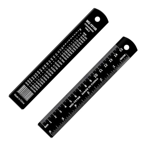 Ouligay Juego de 2 reglas de metal de 6 pulgadas con regla recta de centímetros y pulgadas para dibujar, hogar, oficina, ingeniería, fácil de leer