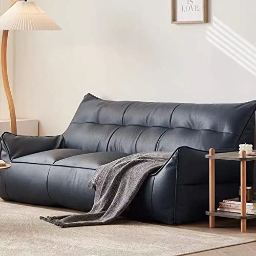 Funda para puf de piel sintética de 3 plazas, color azul marino, para sofá seccional, sin relleno, cómoda, tumbona, reclinable, muebles elegantes para sala de estar
