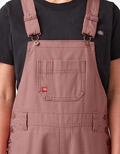 Dickies Womens Women's Relaxed Fit Overalls Bib Shortalls, Rinsed Ash Rose, Large Us #TOP2