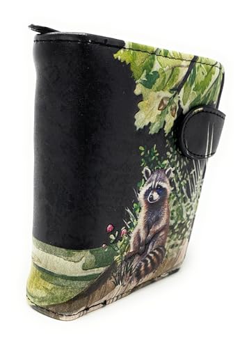 Shag Wear Raccoon Family Small Animal Wallet for Women and Teen Girls Vegan Faux Leather Black 4.5"2