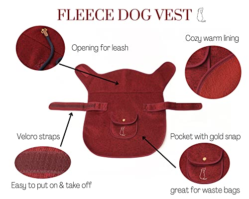 Kendall Wags Dog Winter Coat - Premium Maroon Red Fleece Dog Sweater Vest. Adjustable, Luxury & Soft for Pets of All Breeds and Sizes Large Medium Small - Image 8