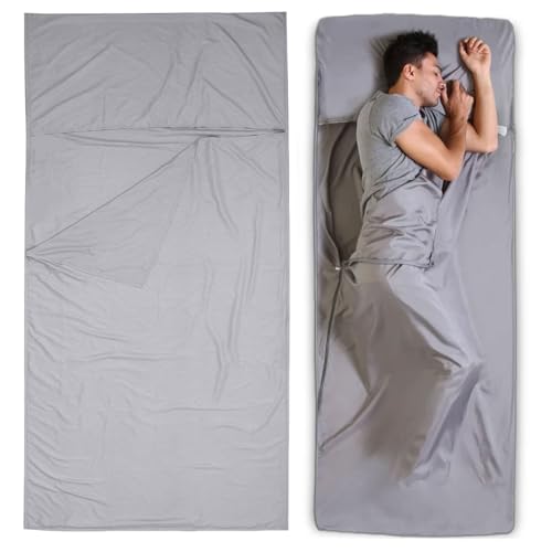 Sacco a pelo ultraleggero, 2 in 1, 90 x 220 cm, sacco a pelo da viaggio in microfibra, sacco a pelo da viaggio, ultra leggero, per backpacking, ostelli