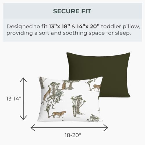 Image of Pobibaby - 2 Pack Premium Toddler Pillowcase - Ultra Soft Jersey Knit - Crib Pillow, Kids Pillow, Travel Pillow Case Cover (Safari)