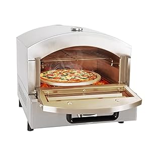 BNDHKR Gas Pizza Oven Stainless Steel Pizza Maker with 12 Inch Round Pizza Stone Portable Pizza Baker for Party and Outdoor Cooking,16.73 x 18.7 x 15.75 inches
