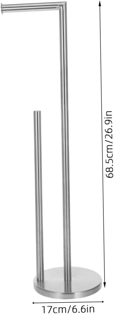 Vaguelly Freestanding Toilet Paper Holder Stand with Large Capacity Storage Stable Stainless Steel Bathroom Tissue Organizer for Home and Hotel Use No Installation Required