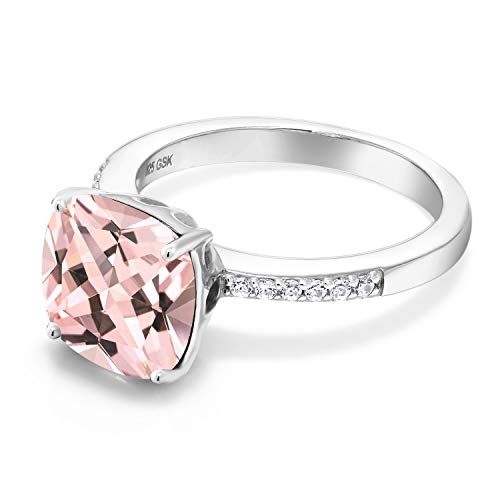 Gem Stone King 925 Sterling Silver 10MM Cushion Cut Gemstone Birthstone Engagement Ring | Wedding Anniversary Promise Ring For Women | Available In Size 5, 6, 7, 8, 94