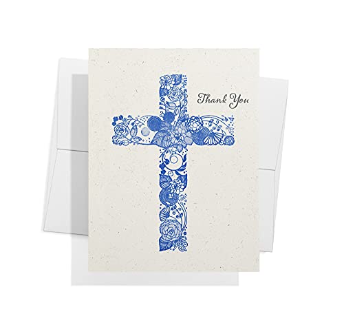 Image of Twigs Paper Christian Cross Thank You Cards, 12 Blank Note Cards