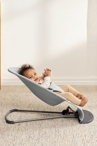 Image of BabyBjorn Bouncer Bliss, Woven Melange, Light Grey | 2-in-1 Adjustable Baby Bouncer Seat and Toddler Chair, Newborn to Toddler (8-29 lbs), 4 Positions, Lightweight & Portable