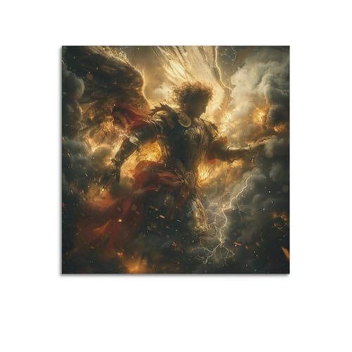 Poster Jésus et Archange Michael décoration sur toile 70x70 cm