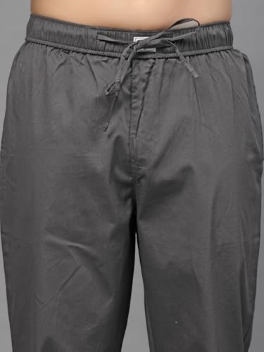Image of Majestic Man Comfort Fit Solid Cotton Casual Lounge Pyjama with Elastic Waist, Drawstring & Zip Closure