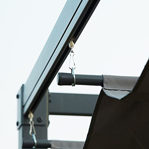Outsunny Pérgola 3x2 m Cenador de Jardín Pabellón de Diseño Elegante con Techo Retráctil de Poliéster con Recubrimiento Resistente Anti-UV Impermeable para Celebraciones Fiestas Bodas Gris - imagen 8