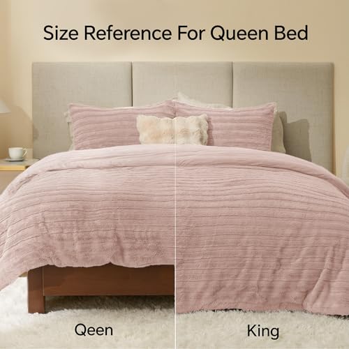 Image of BEDELITE Fleece Twin Comforter Set -Super Soft & Warm Fluffy Pink Faux Fur Bedding, Luxury Fuzzy Heavy Bed Set for Winter with 1 Pillow case