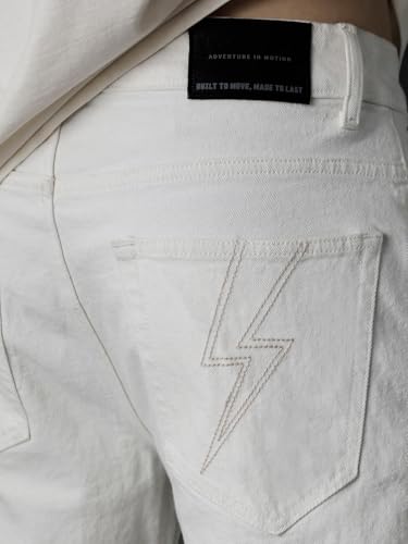 Image of VOLTEDGE Men's Straight Fit Mid Rise Premium 100% Cotton Stretch White Casual Denim Jeans