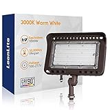 LEONLITE 100W LED Outdoor Flood Light Knuckle Mount, CRI90+, 1000W Eqv. 11,000lm Super Bright, IP65 Waterproof Wall Washer, 3000K Warm White for Yard, Billboard