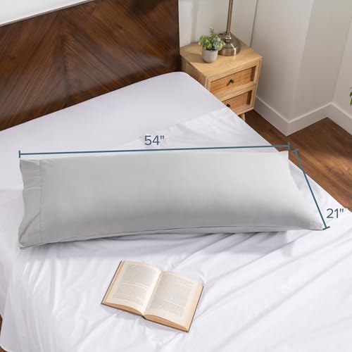 Image of Bare Home Microfiber Body Pillow Cover - Ultra Soft & Cooling - Double Brushed - Envelope Closure - Easy Care (21''x54'' Body Pillow Cover, Cloud Grey)