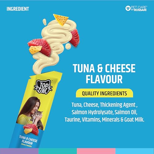 Image of Squeezy Creamy Treat for Cat | Tuna & Cheese Flavour | 120 Grams, Combo Pack of 2 x 60g (12g x 10 Sachets) | Lickable Treats for Cats, Rich in Omega-3 & 6 Fatty Acids