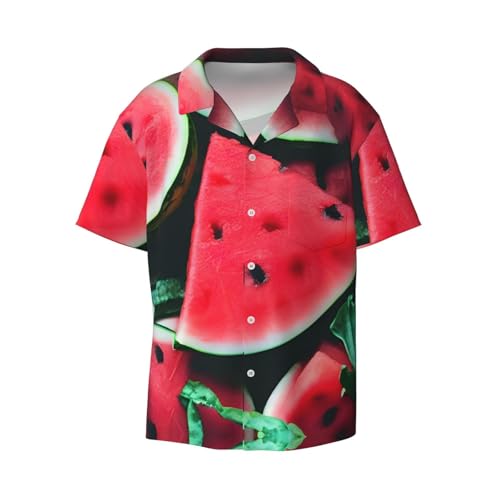 Chemise pastèque homme boutonnée avec imprimé fruité et coupe droite