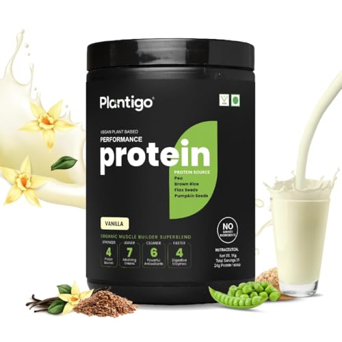 Planti;go Clean Plant Protein Powder | No Preservatives, No Banned Substances |21SuperFoods| Pea Protein, Brown Rice, Flax, Pumpkin | Vegan Green Protein Powder For Men, Women (Vanilla Flavor - 1 Kg)