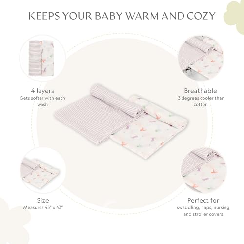 Image of Muslin Baby Swaddle - Breathable Receiving Blankets for Newborn Baby, 70% Viscose derived from Bamboo, 30% Spandex, Imported
