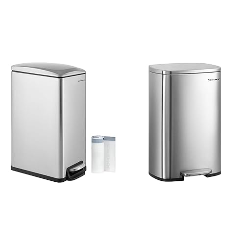 SONGMICS Bote de basura delgado (ULTB510E48) de 13 galones (ULTB050E01)  Botes de basura de acero inoxidable para cocina
