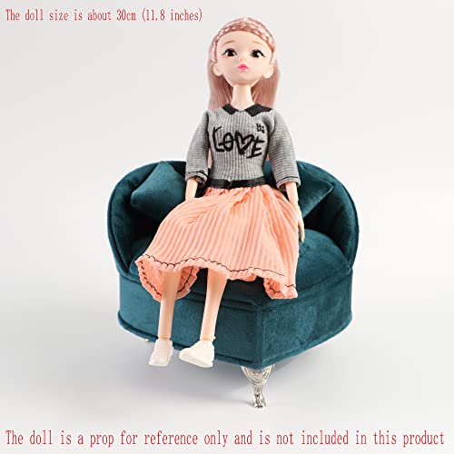 Miniature Dollhouse Accessories Dollhouse Furniture Jewelry Box Women Girls Gift Velvet Storage Jewelry Box (Couch Peacock Green) #TOP1