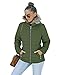 Vetinee Women Casual Faux Fur Lapel Zip Pockets Quilted Parka Jacket Puffer Coat Broute Green Large (Fits US 12-US 14)