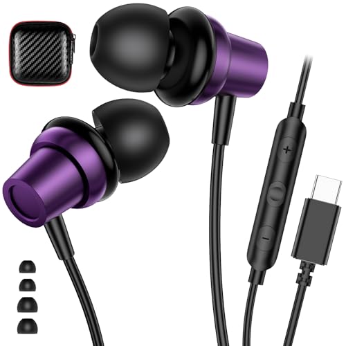 Image of ACANDYA USB C Wired Earbuds Students Headphones with Mic for Online Classes | Student USB C Headphones Wired In-Ear Earbuds with Microphone, School Online Learning Zoom Classes Earphones for Laptop Phone