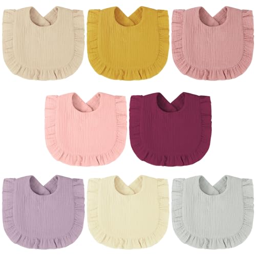 Vicloon Baberos para bebé, muselina absorbente suave, babero babero, babero babero, babero para bebés, con botón de presión para bebés, niños y niñas, 8 piezas de color claro, Infant, Toddler
