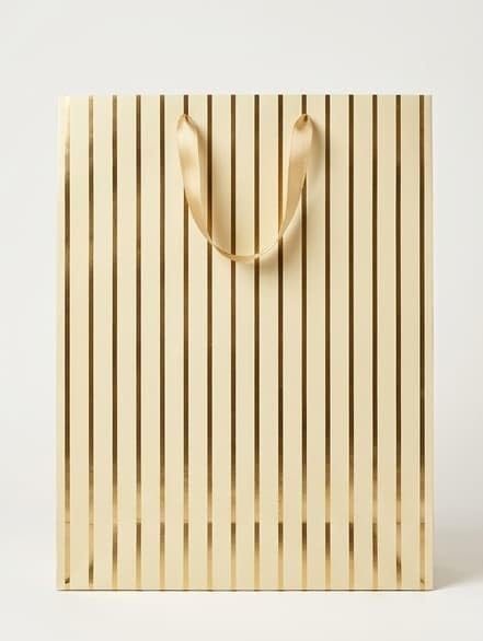 PaperAura Premium Gift Bag with Rope Handles | Luxury Paper Carry Bag for Gifts, Return Gifts, Shopping & Festive Packaging | Reusable Designer Gift Bag 13 x 4.5 x 17 Inches (Gold, Pack Of 12, Design 3)