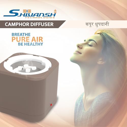 Image of Shivansh Technology Incense Holder Electric Kapoor Dani Camphor Diffuser Burner for Home | Karpuram Bakhoor Oud Aroma Oil & Dhoop Machine | Essential Oil & Fragrance Diffuser for Home (Choco Brown)