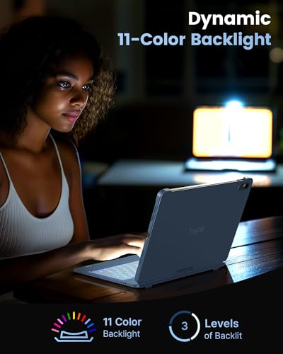 Image of typecase Flexbook Trackpad-Free Keyboard Case for iPad A16 11th /10th Gen | 360 Rotating, 11-Color Backlit Keys, Pencil Holder; Fits iPad A16 11″ (2025) & 10th Gen 10.9″ (2022), Sky Blue