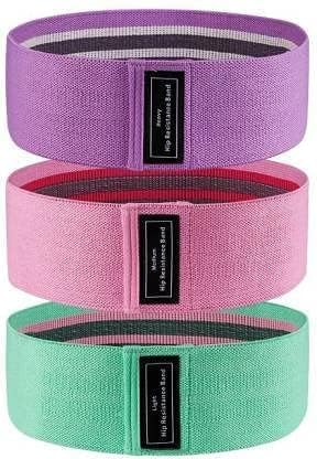 Fabric Resistance Bands,Workout Exercise glute Bands for Women,Non Slip Band for Leg and Glutes Booty & Arms with 40+ Free Exercises Workout,Hip Bands for Women & Men,Multicolour,Pack of 3-picture-11