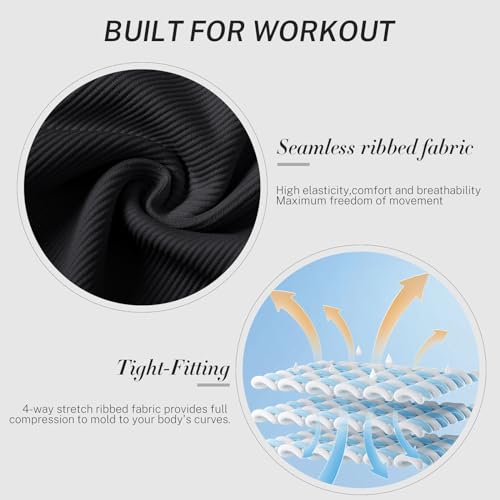 OEAK Damen Sport Jumpsuit Lang Eng Yoga Bodysuit Overall Stretch Langarm Bodycon Strampler Sportanzug Einteiler Hosenanzug Trainingsanzug,Schwarz,S