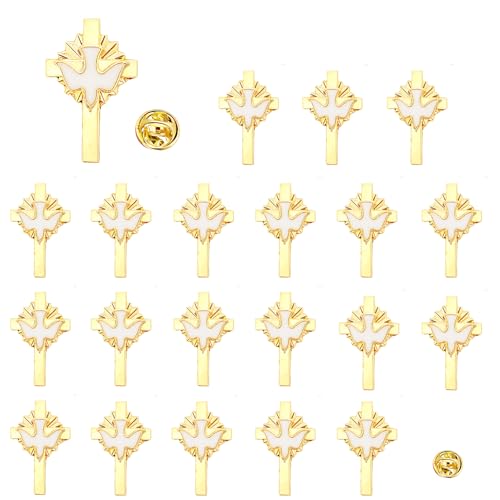 Holy Spirit Pin Cross with White Holy Dove Inspirational Lapel Pin Catholic Holy Spirit Pins Bulk