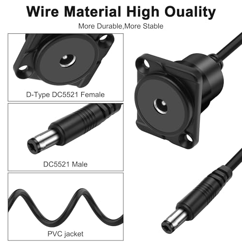 Cable DC 5.5x2.1 mm macho a hembra tipo D para panel de monitor 3