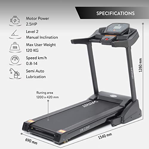 Image of Fitkit by Cult.Sport 10K 2.5 HP Treadmill (Max Weight: 120 Kg, Manual Incline) with Free Customized Diet Plan, Trainer Led Sessions & 1 Year Warranty