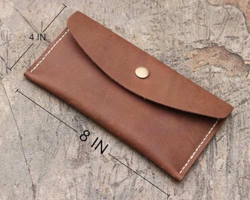 Handmade Leather Wallet with Card Slots, Coin Pocket, Large Capacity Long Envelope Wallet Tan Brown3