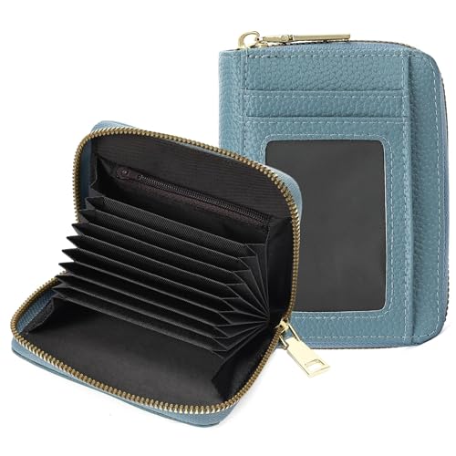 Image of GAEKEAO Wallet Women RFID Blocking Leather Small Compact Zip-Around Credit Card Holder with ID Window & Zipper Pocket