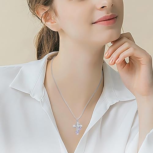 Imrsanl Butterfly Cross Urn Necklace for Ashes Men Women Cremation Jewelry Ashes Pendant for Human Memorial Ash Jewelry4