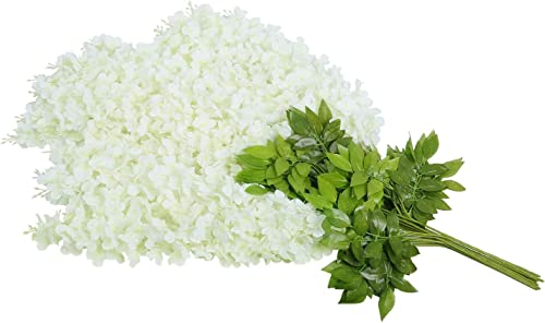 Pauwer Wisteria Hanging Flowers 24 Pack Fake Flower Garland Artificial Wisteria Vines Rattan Silk Flower String Wedding Party Home Decorations,White #TOP5