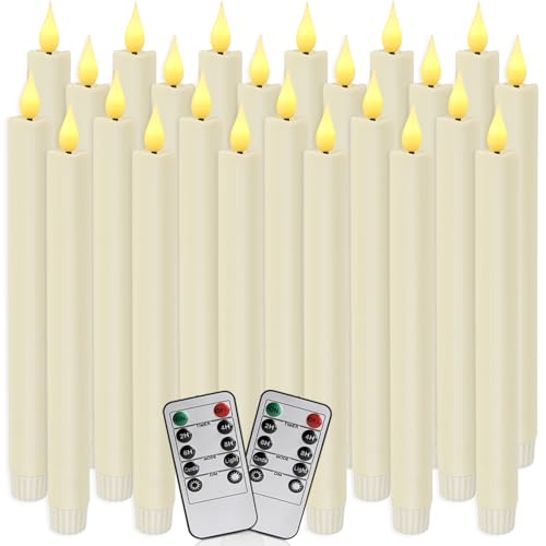 Image of 24-Pack Flameless Electronic Taper Candles with Remote - Realistic 3D Flickering LED Wick,No Smoke Safe for Kids /Pets,Suitable for Home Decoration, Parties, Public Places,Weeding, and Dinners.
