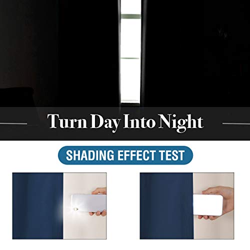 H.versailtex 100% Blackout Curtains 63 Inches Long Full Light Blocking Curtain Draperies With Soft White Coating For Bedroom Living Room Thermal Insulated Window Treatment Set Of 2 Panels, Navy #TOP2