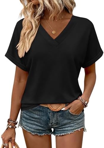 Zeagoo Women's Clothes Short Sleeve Summer Top Casual V Neck Tee Shirts