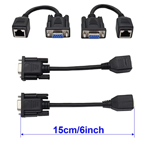 Zuyook Db9 Rs232 To Rj45 Extender Adapter, Db9 9-Pin Serial Port Female To Rj45 Cable Cat5 Cat6 Ethernet Lan Console Extend Adapter Cable Rj45 To Rs232 Cable（15Cm/6Inch）(2Pack 2Female) #TOP1